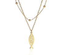 UNIFT Collana da donna con ciondolo a forma di pesce di Gesù, in acciaio inox, con simbolo della fede cristiana, gioiello religioso, regalo ispiratore, Acciaio inossidabile, Nessuna pietra preziosa