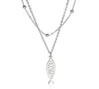 UNIFT Collana da donna con ciondolo a forma di pesce di Gesù, in acciaio inox, con simbolo della fede cristiana, gioiello religioso, regalo ispiratore, Acciaio inossidabile, Nessuna pietra preziosa