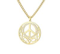 UNIFT Collana da donna con ciondolo a forma di simbolo della pace, in acciaio inox, design moderno e bohémien, stile hippie, accessorio per feste, Adjustable, Acciaio inossidabile, Nessuna pietra