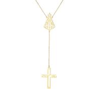 UNIFT Collana da donna in acciaio inox con croce con Vergine Maria e Gesù, idea regalo, Adjustable, Acciaio inossidabile, Non pietra preziosa