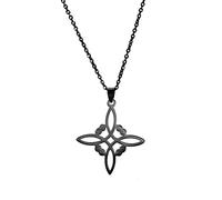 unift Collana di Nodi Delle Streghe per le Donne in Acciaio Inox Irlandese a 4 Punte Ciondolo Nodo Celtico Moda Charm Magick Gioielli (Nero)