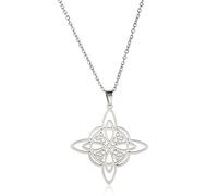unift Collana di Nodi Delle Streghe per le Donne in Acciaio Inox Irlandese a 4 Punte Ciondolo Nodo Celtico Moda Charm Magick Gioielli (Argento 2)