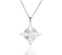 unift Collana di Nodi Delle Streghe per le Donne in Acciaio Inox Irlandese a 4 Punte Ciondolo Nodo Celtico Moda Charm Magick Gioielli (Argento 7)