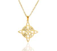 unift Collana di Nodi Delle Streghe per le Donne in Acciaio Inox Irlandese a 4 Punte Ciondolo Nodo Celtico Moda Charm Magick Gioielli (Oro 7)