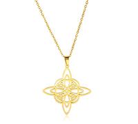 unift Collana di Nodi Delle Streghe per le Donne in Acciaio Inox Irlandese a 4 Punte Ciondolo Nodo Celtico Moda Charm Magick Gioielli (Oro 2)