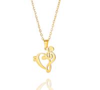 UNIFT Collana nota musicale per le donne in acciaio inox chiave di violino e chiave di basso note musicali con ciondolo a forma di cuore amore collana gioielli regalo per gli amanti della musica, Eine
