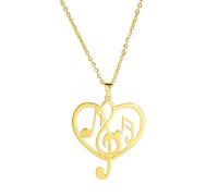 UNIFT Collana nota musicale per le donne in acciaio inox chiave di violino e chiave di basso note musicali con ciondolo a forma di cuore amore collana gioielli regalo per gli amanti della musica, Eine