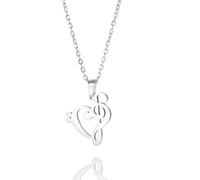 UNIFT Collana nota musicale per le donne in acciaio inox chiave di violino e chiave di basso note musicali con ciondolo a forma di cuore amore collana gioielli regalo per gli amanti della musica, Eine