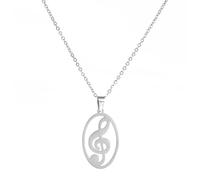 UNIFT Collana nota musicale per le donne in acciaio inox chiave di violino e chiave di basso note musicali con ciondolo a forma di cuore amore collana gioielli regalo per gli amanti della musica, Eine
