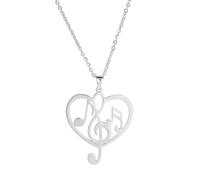 UNIFT Collana nota musicale per le donne in acciaio inox chiave di violino e chiave di basso note musicali con ciondolo a forma di cuore amore collana gioielli regalo per gli amanti della musica, Eine