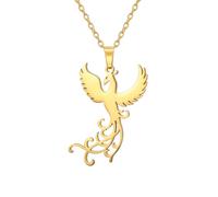 unift Collana Phoenix per Donne mMamma Acciaio Inossidabile Carino Dainty Rising Phoenix Ciondolo Collane Gioielli Regali di Ispirazione (oro)
