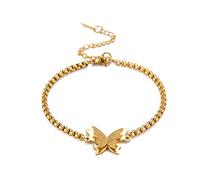 unift Farfalla Bracciale per le Donne in Acciaio Inox Dainty Diamonds Double Butterfly Bracciale Regolabile Gioielli Amicizia (oro 1)