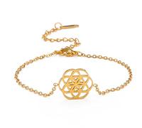 unift Fiore Della Vita Bracciale per le Donne in Acciaio Inox Scavare Geometrico Stlye Fiore Della Vita Ciondolo Bracciale Geometria Sacra Gioielli Spirituali (oro)