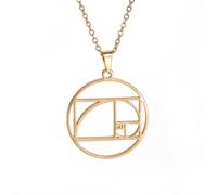 UNIFT Golden Ratio Collane per Donne Uomini Acciaio Inossidabile Geometria Sacra Fibonacci Spirale Numeri Golden Ratio Ciondolo Collana Scienza Gioielli Math Lover Architetto Regali, Taglia unica