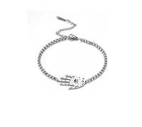 unift Mano di Fatima Bracciale per le Donna in Acciaio Anox Charm Hamsa Mano di Fatima Bracciale Gioielli Buona Fortuna Amuleto (argento 2)