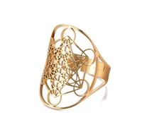 UNIFT Metatron - Anello a forma di cubo per uomo e donna, in acciaio inox, con simbolo sacro misterioso, arcangelo magico, esagono, yoga, simboli spirituali, gioielli talismano, in acciaio