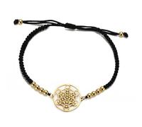 UNIFT Metatron - Braccialetto a forma di cubo per donne e uomini, in acciaio inox, stile geometria sacra, sigilli di Arcangelo con una perlina colorata intrecciata, regolabile, gioiello talismano, one