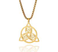 unift Noeud Celtique Trinity Femmes Triple Spirale Collier en Acier Inoxydable Délicat Triangle Noeud Celtique Pendentif Collier Charme Bijoux (oro)