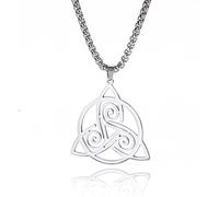 unift Noeud Celtique Trinity Femmes Triple Spirale Collier en Acier Inoxydable Délicat Triangle Noeud Celtique Pendentif Collier Charme Bijoux (argento)