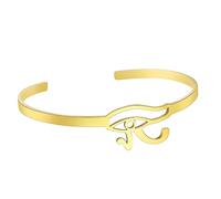 unift Occhio di Horus Bracciale Bangle per le donne in Acciaio Inox Chic Semplice Egiziano Occhio di Horus Ankh Bracciale Bangle Aperto Gioielli Amuleto Protettivo (oro)