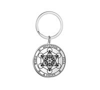 UNIFT Portachiavi a forma di cubo di Metatron per donne e uomini, in acciaio inox, con geometria sacra esagonale, rotondo, spirituale, amuleto, gioielli, Nastro 1, Moderate
