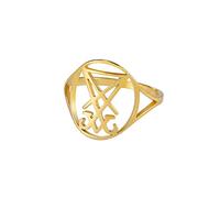 UNIFT Sigil of Lucifer Anelli per Uomo Donna Acciaio Inox Gotico Chiesa di Luciferino Occulto Diavolo Sigillo Simbolo Anello Satana Amuleto Gioielli, 9, Acciaio inossidabile