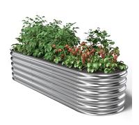 UNIGARDIA Aiuola rialzata in metallo, 200 x 60 x 43 cm, kit modulare 6 in 1, aiuole rialzate in acciaio inox per giardino in acciaio Zn-Al-Mg, durata minima 20 anni, aiuola alta 43 cm, colore argento