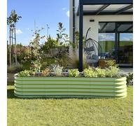 UNIGARDIA Aiuola rialzata in metallo, 240 x 60 x 43 cm, kit modulare 9 in 1, aiuole rialzate per giardino in acciaio di alta qualità, durata minima 20 anni, aiuola alta 43 cm, verde salvia
