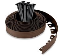 UNIGARDIA Bordo per aiuole in plastica, marrone, 10 m, 30 chiodi | Altezza 50 mm, plastica riciclata, facile da usare, bordo da giardino, delimitazione per prato e aiuole