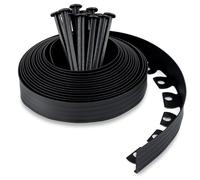 UNIGARDIA Bordo per aiuole in plastica, nero, 10 m, 30 chiodi | Altezza 50 mm, plastica riciclata, facile da usare, bordo da giardino, delimitazione per prato e aiuole