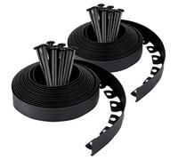 UNIGARDIA Bordo per aiuole in plastica, nero, 20 m, 60 chiodi | Altezza 50 mm, plastica riciclata, facile da usare, bordo da giardino, delimitazione per prato e aiuole