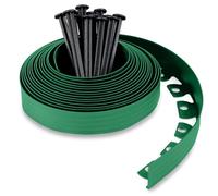 UNIGARDIA Bordo per aiuole in plastica, verde, 10 m, 30 chiodi | Altezza 50 mm, plastica riciclata, facile da usare, bordo da giardino, delimitazione per prato e aiuole