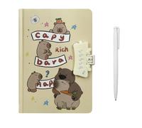 Unigift Capybara Password Lock Diary, Cartoon Capybara Carrot Password Journal Notebook Kid Secret Notebook and Pen Password Keeper Stationery Set per Teen Kid Birthday Office School Supplies