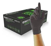 Unigloves Biotouch GM0091 Guanti Monouso Biodegradabili in Nitrile - Multiuso - Senza Lattice né Polvere - Guanti Adatti per Ambiti Medici - Touchscreen - Neri - Taglia XS (100 Guanti)