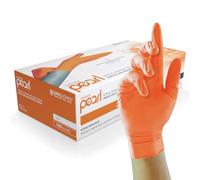 Unigloves Orange Pearl Guanti Monouso in Nitrile - Resistenti, Senza Polvere e Senza Lattice - Adatti per uso Sanitario, Alimentare e Professionale - Confezione da 100, Arancione, Taglia L (GP0134)