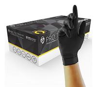 UNIGLOVES PRO.TeCT HD Guanti Monouso in Nitrile - extra Resistenti, Monouso, Multiuso, Senza Polvere, confezione da 100 Guanti, Taglia Large, Colore: Nero (GA0064)