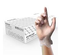 UNIGLOVES Unicare Guanti Monouso, Multiuso in Vinile, Senza Polvere, Senza Lattice, Peso Medio, confezione da 100 Guanti, Clear, Taglia Large (GS0064)