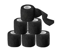 Unihuby 6pcs Benda Elastica Bendaggio Adesiva, Nero Copertura per Impugnatura Bendaggio Adesiva Coesiva Benda Sport Bendaggio 5cm x 4.5m
