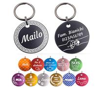 Unikat Branding | 2 Pezzi Medaglietta Cane Personalizzata | per Cani e Gatto | Targhetta Cane Con Incisione su entrambi i lati | Medagliette personalizzate | Medaglia rotondo | giallo | 35 mm