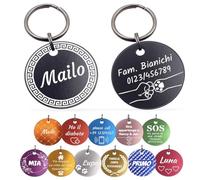 Unikat Branding | Targhetta per cani in confezione singola, per cani, gatti e padroni, personalizzabile, su entrambi i lati con incisione, rotonda, 30 e 35 mm (blu, 35 mm)