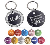 Unikat Branding | Targhetta per cani in confezione singola, per cani, gatti e padroni, personalizzabile, su entrambi i lati con incisione, rotonda, 30 e 35 mm (rosa, 30 mm)