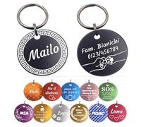 Unikat Branding | Targhetta per cani in confezione singola, per cani, gatti e padroni, personalizzabile, su entrambi i lati con incisione, rotonda, 30 e 35 mm (arancione, 35 mm)