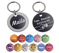 Unikat Branding | Targhetta per cani in confezione singola, per cani, gatti e padroni, personalizzabile, su entrambi i lati con incisione, rotonda, 30 e 35 mm (nero, 35 mm)