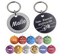 Unikat Branding | Targhetta per cani in confezione singola, per cani, gatti e padroni, personalizzabile, su entrambi i lati con incisione, rotonda, 30 e 35 mm (giallo, 35 mm)