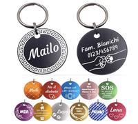 Unikat Branding | Targhetta per cani in confezione singola, per cani, gatti e padroni, personalizzabile, su entrambi i lati con incisione, rotonda, 30 e 35 mm (oro, 30 mm)