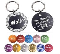 Unikat Branding | Targhetta per cani in confezione singola, per cani, gatti e padroni, personalizzabile, su entrambi i lati con incisione, rotonda, 30 e 35 mm (blu, 30 mm)