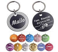 Unikat Branding | Targhetta per cani in confezione singola, per cani, gatti e padroni, personalizzabile, su entrambi i lati con incisione, rotonda, 30 e 35 mm (rosso, 30 mm)