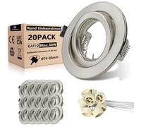 Unikcst 20x Cornice Faretto Incasso Cartongesso GU10, Faretti da Incasso Diametro 98mm Nichel Spazzolato, Inclusa presa GU10 per Lampade LED o alogene, Orientabili a 30°, Forma rotonda