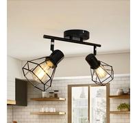 Unikcst Plafoniera Faretti, 2 faretti da soffitto a led interni base E27, plafoniera girevole a LED, plafoniera, wandleuchte interna per cucina, camera da letto, max. 60 W (senza lampadina)