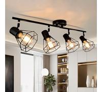Unikcst Plafoniera Faretti, 4 faretti da soffitto a Led Interni Base E27, plafoniera girevole a 350° LED, plafoniera, lampada da soffitto per camera da letto, corridoio, max 60 W (senza lampadina)